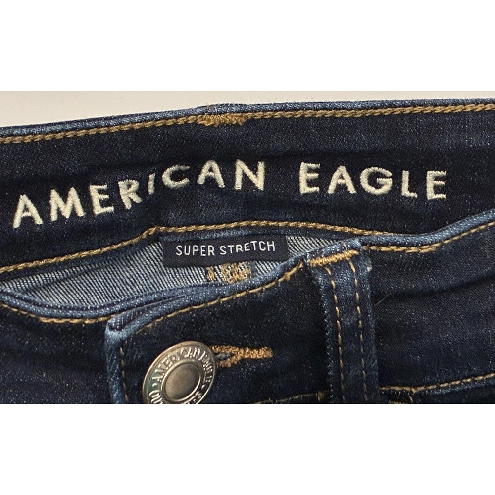 American Eagle Super Stretch Womens Size 2 Mid Rise Jegging Dark Wash Denim Jean - Picture 6 of 12